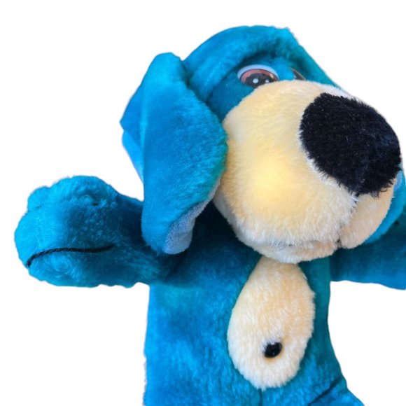 Vintage Liberty Toy Teal Blue Stuffed Dog 13" Kitsch Toy Decor Carnival Prize - Picture 4 of 10